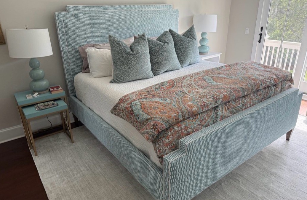 Custom upholstered bed by Goins Custom Upholstery