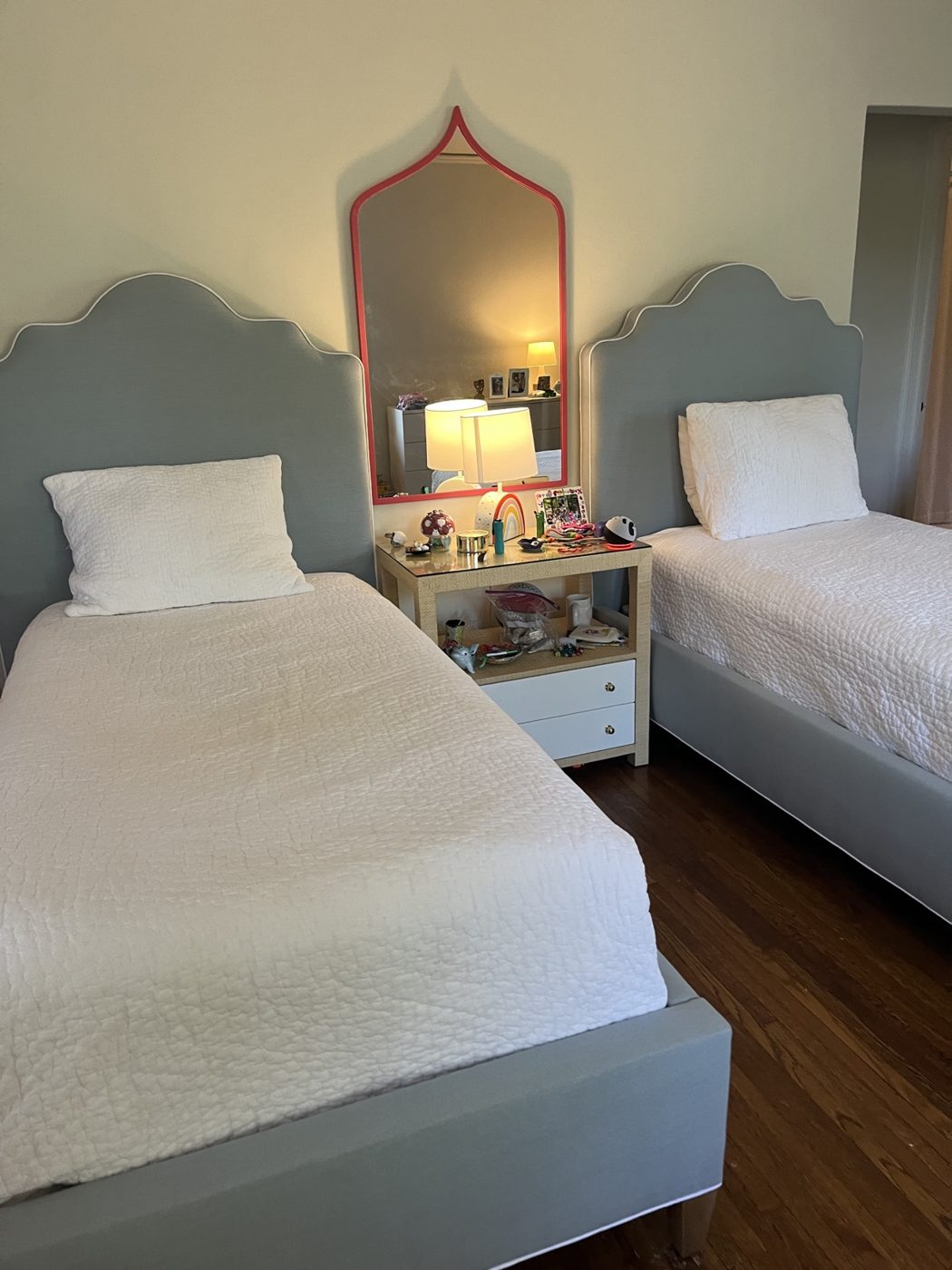 Scalloped twin headboards