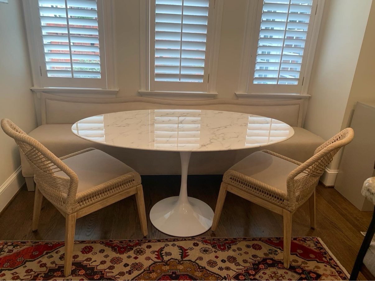 Breakfast nook with marble table