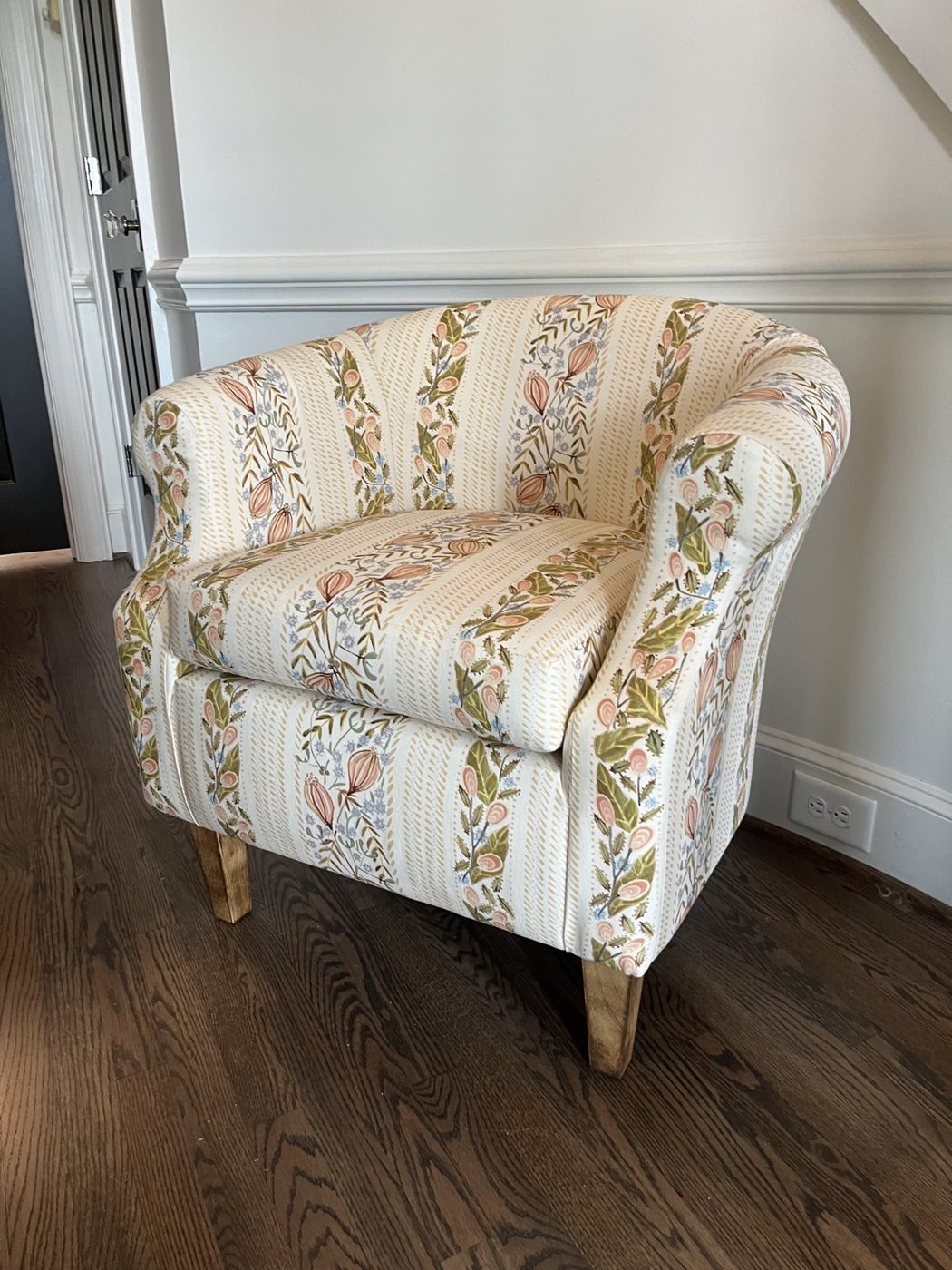 Striped barrel chair