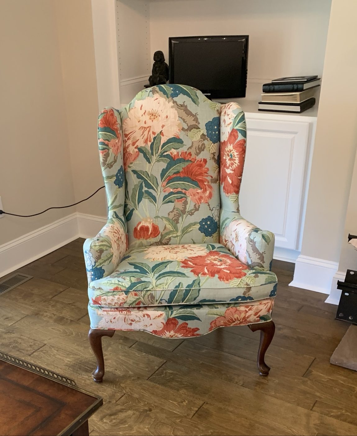 Floral wingback chair