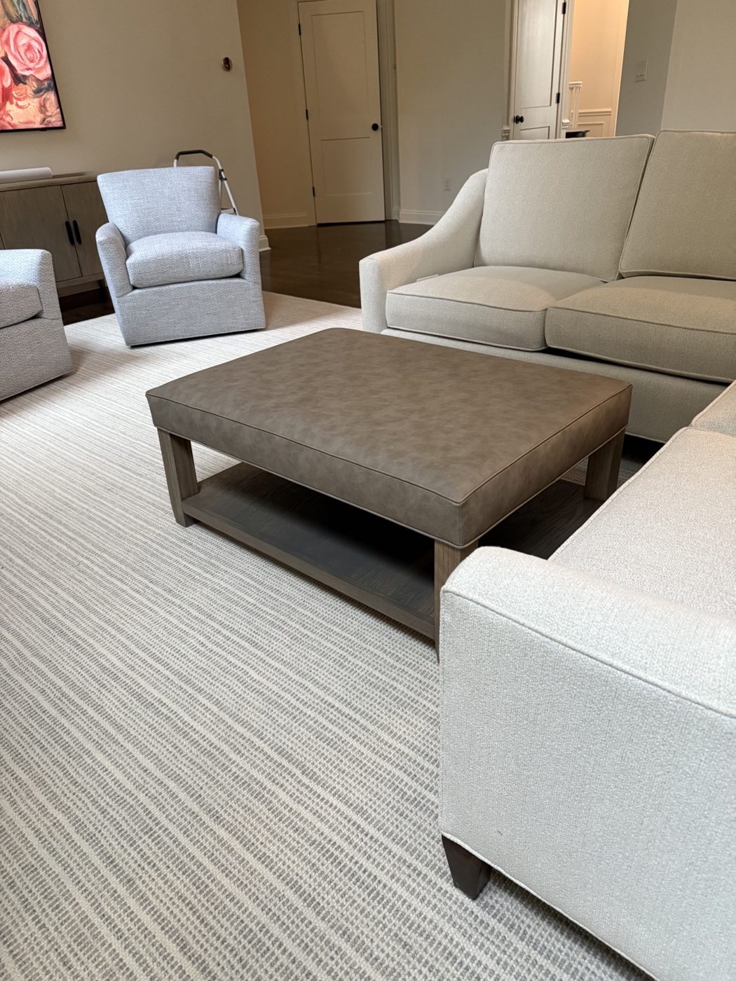 Sectional living room with ottoman table