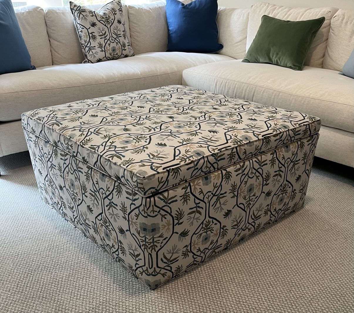 Patterned square ottoman
