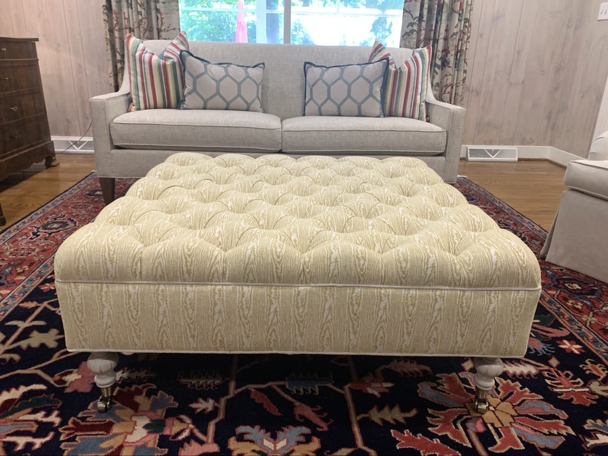 Oversized cream tufted ottoman + sofa