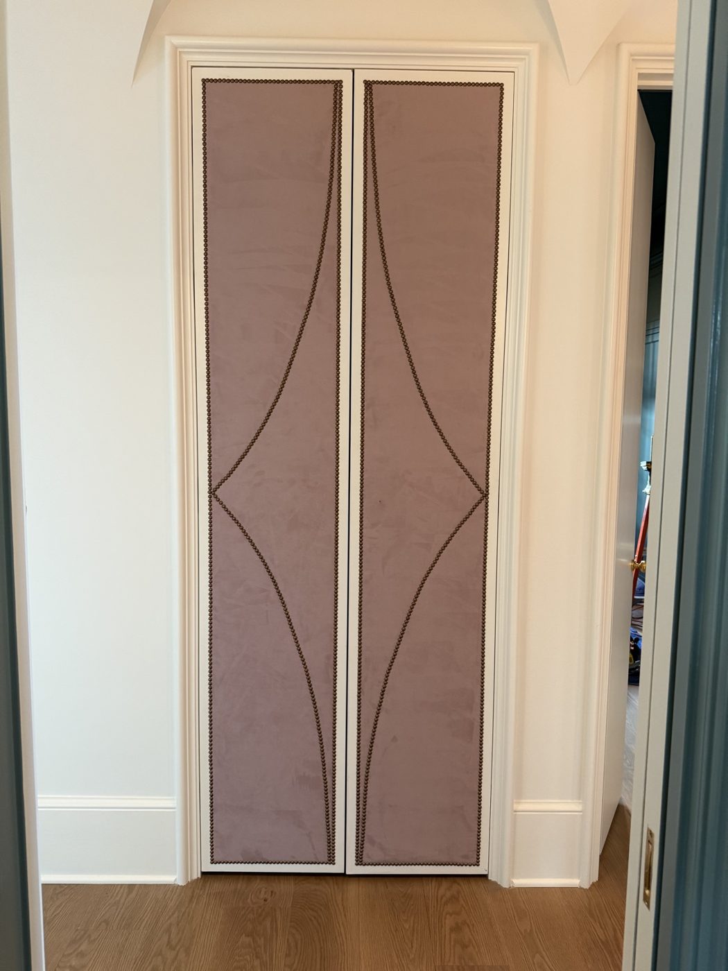 Mauve upholstered double doors