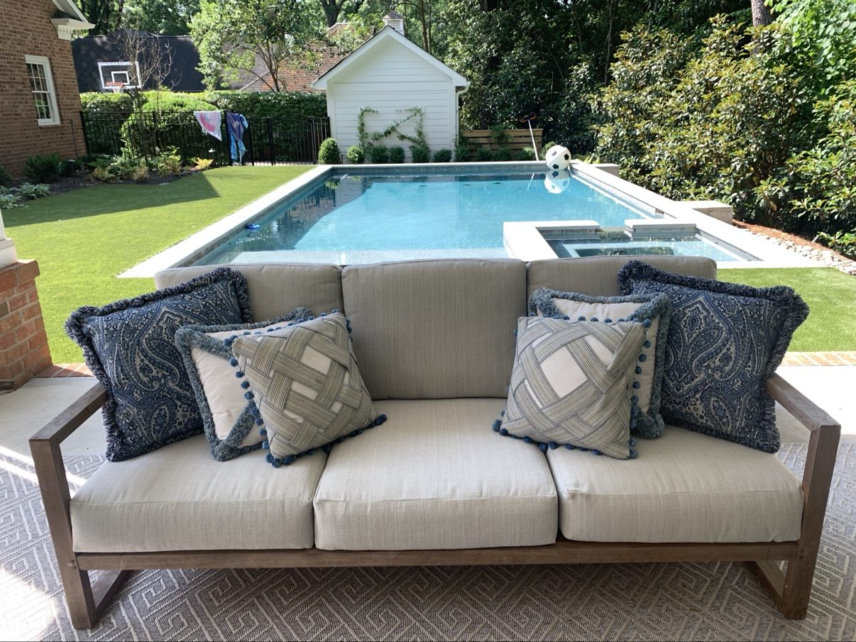 Outdoor sofa by the pool