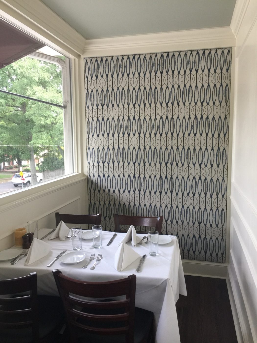 Restaurant upholstered wall, dining nook